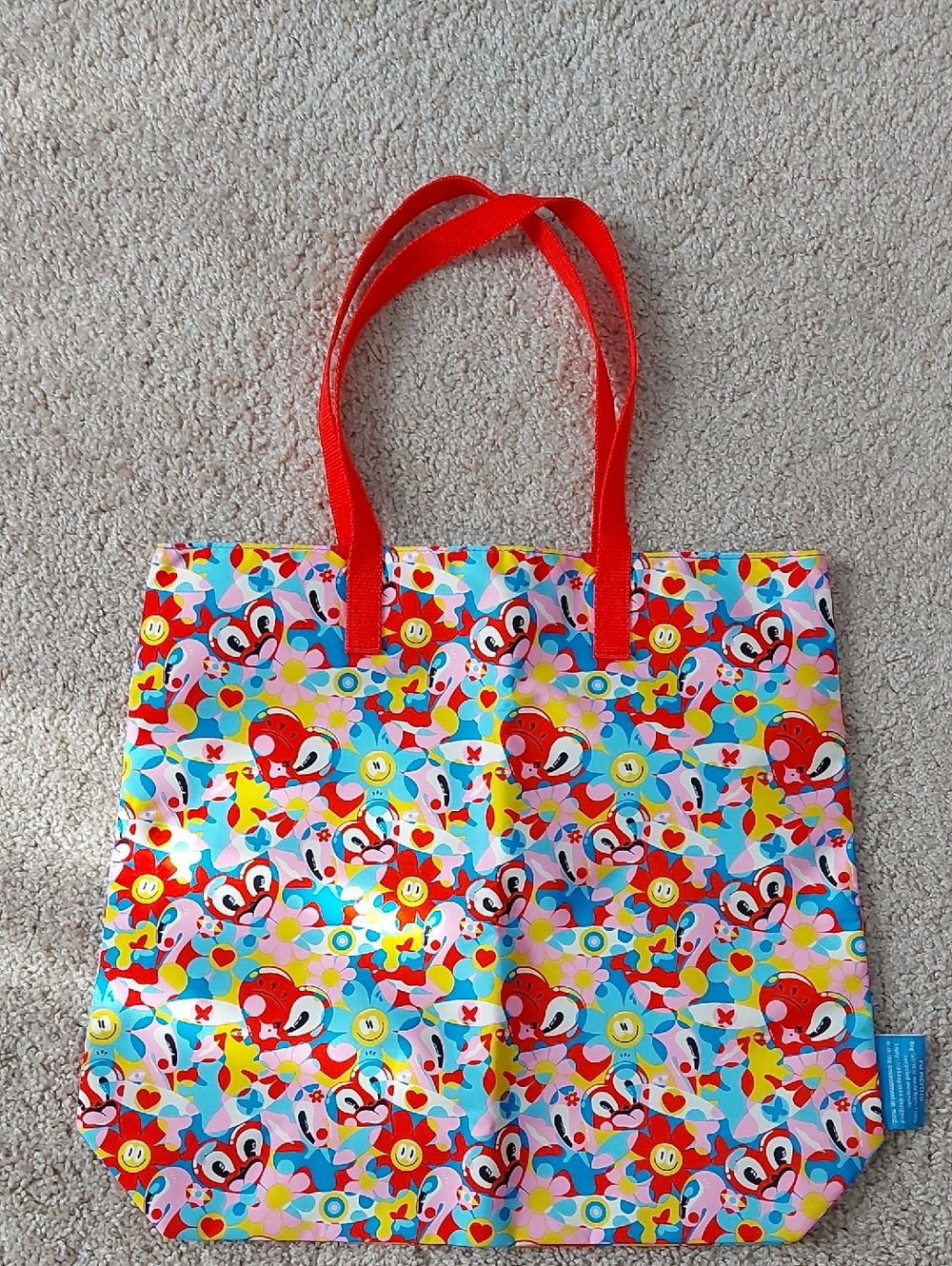Estée Lauder Bright Multicolor Cartoon Floral Tote with Blue Tag